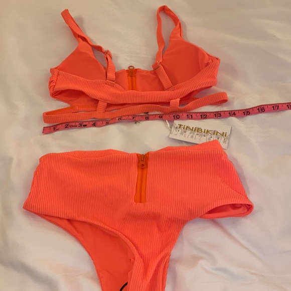 NWT TiniBikini Swimwear Sexy Zipper 2 Piece Bikini Swimsuit Tangerine Size M - Picture 8 of 12